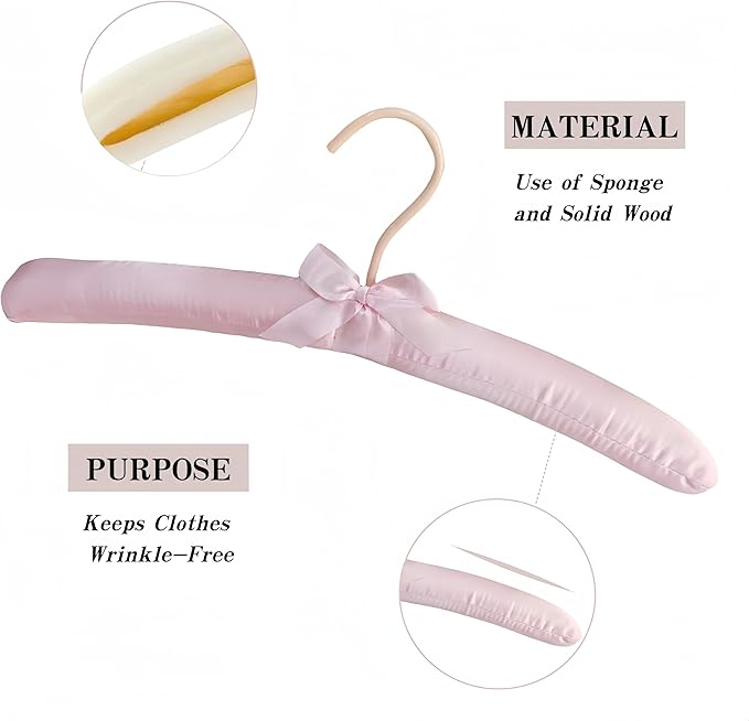 Padded Hangers for Clothes Satin Hanger Clothes Hanger Padded Hangers for Women Sweaters (5pcs)