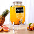 1 Gallon Glass Drink Dispenser with Acrylic Stand, Airtight & Leakproof Lemonade Sun Tea Jar with Lid and Spigot, Beverage Dispenser for Parties, Weddings, Lemonade & Laundry Detergent Dispenser