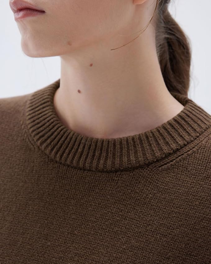 SUUKSESS Women Cashmere Blend Oversized Crew Neck Long Sleeve Pullover Sweaters