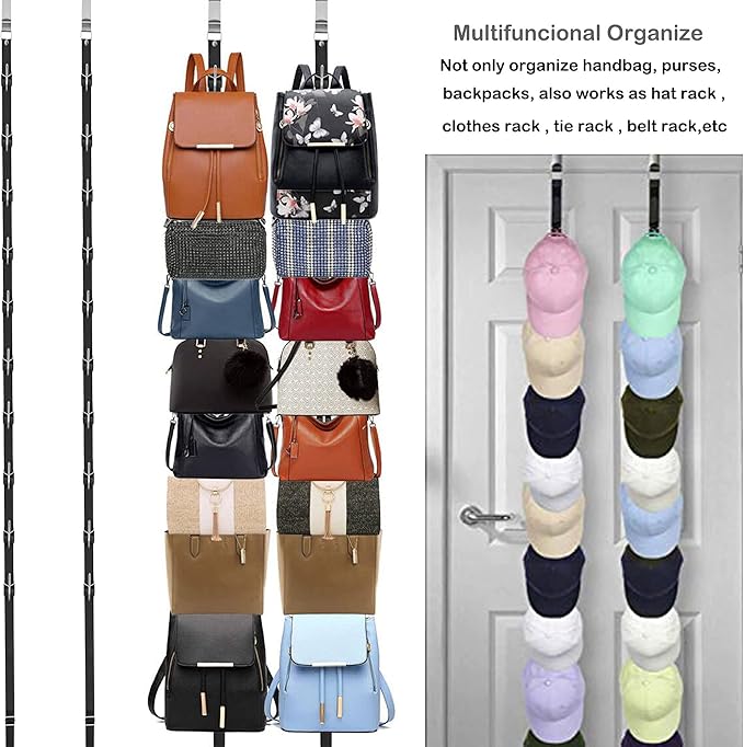 IZUS Bag-Organizer-Holder Purse Hanger - 20 Hooks for Closet and Door 2Pcs (Rack for Handbags/2 pcs Hold 20 Bags)