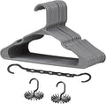 VECELO 25 Pack Plastic Hangers-Clothes Hangers Set with Shoulder Non Slip Notches for Closet Space Saving-Heavy Duty Coat Hanger,Gray