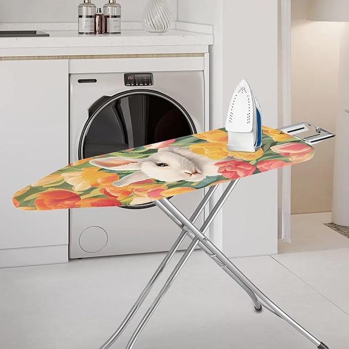 Tulip Ironing Board Cover Standard Size 15″x54″ Bunny Ironing Board Padding Thick Iron Board Cover with Elastic Edge Dust Cover Home