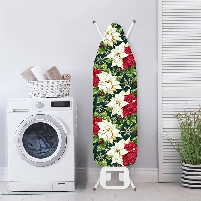 Christmas Floral 54 x 15 Ironing Board Cover Standard Full Size Elastic Edge Scorch Stain Resistant Ironing Cover