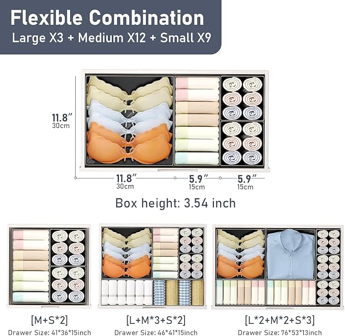 DIMJ Drawer Organizer Clothes Storage - 28 Pack Baby Dresser Organizer for Nursery, Small Fabric Closet Drawer Organizer Bins for Underwears Socks, Foldable Storage Dividers Organization for Bedroom