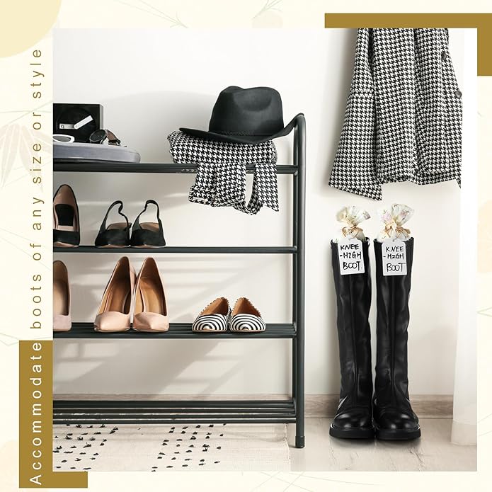 2 Pairs Boot Shaper Stands with 8 Labels Cotton Tall Boot Inserts for Closet Organization