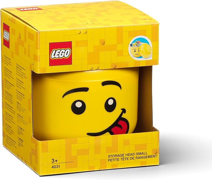 Room Copenhagen, Lego Storage Heads Stackable Storage Container - Buildable Organizational Bins for Kid’s Toys and Accessories - 6.30 x 6.30 x 7.28in - Small, Silly, Holds 250 Bricks