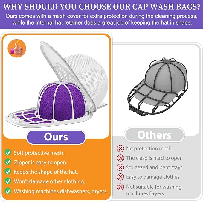 Hat Washer for Washing Machine Hat Washer Cage Hat Cleaner for Baseball Caps Fit for Adult and Kid's Baseball Caps