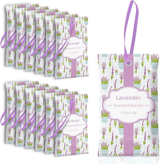 SCENTORINI Lavender Sachets for Drawers and Closets, Long-Lasting Sachets Bags, Pack of 14, Home Fragrance Sachet for Wardrobe, Closet, Drawer