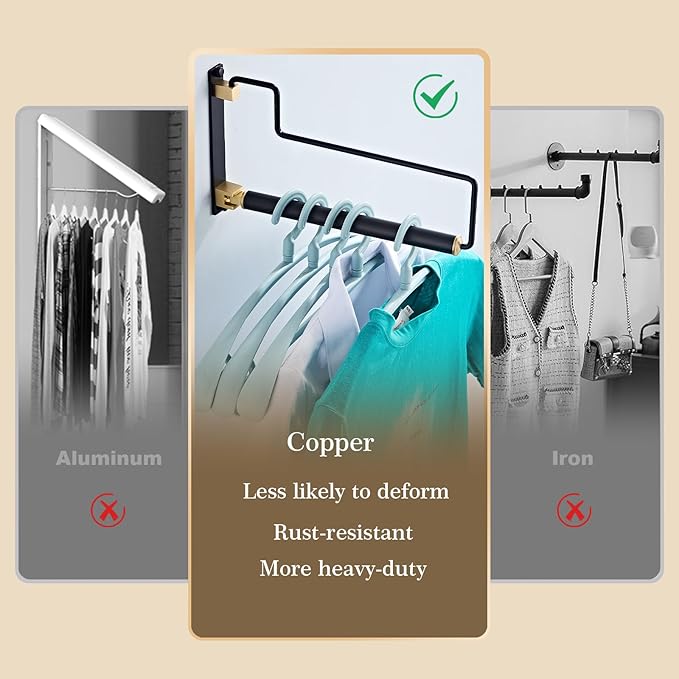 Folding Clothes Hanger Drying Rack Black Wall-Mounted Clothes Organizer for Laundry Room Closet Storage