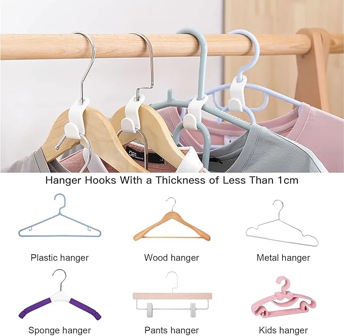 50 PCS Hanger Connector Hooks, Space Saving Hangers, Closet Hanging Organizer for College Dorm Room Essentials, Thickening Upgrade (Blue-50 Pcs)