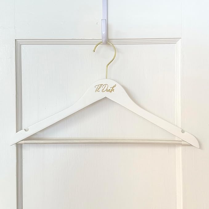 Til Death Wedding Dress, Suit or Veil Hanger (White Suit)