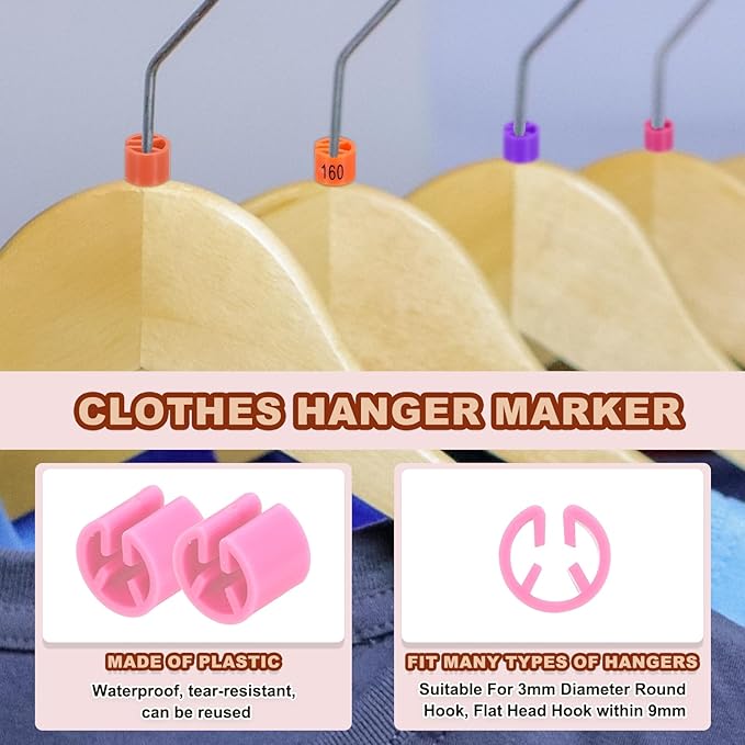 PATIKIL 300 Pcs Clothes Hanger Marker Blank Plastic Garment Tags Size Hanger Markers Fit 3mm Rod for Garment Color Coding Snap Labels Accessories, Hot Pink