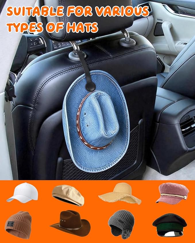 1 Pack Magnetic Cowboy Hat Clip for Car,Leather Magnet Hat Holder Organizer Hook,Car Headrest Magnetic Hat Hanger for Car,Truck,SUV,Vehicle