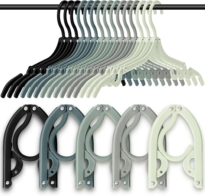 15 Pcs Travel Hangers Cruise Ship Essentials Foldable Portable Plastic Vacation Hangers Non Slip Clothes Drying Rack Travel Accessories for Dormitory School Hotel Laundry (Vintage Color)