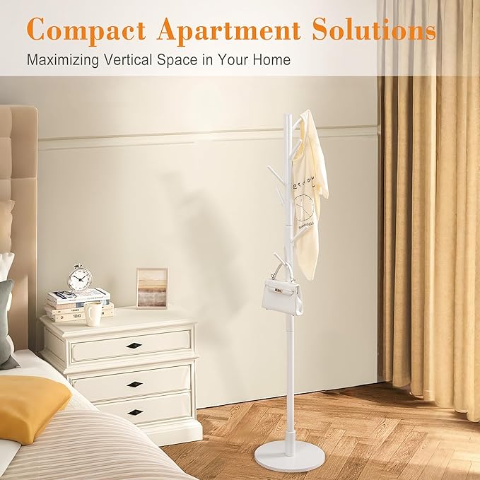 VECELO Coat Rack Freestanding, Entryway Hanger Stand, Umbrella Holder