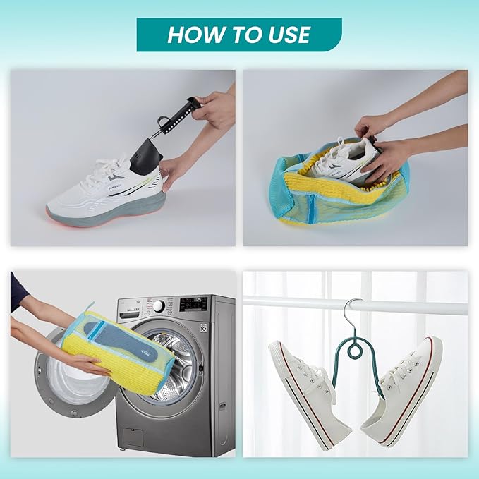 Shoe Washing Machine Bag Durable Shoe Laundry Bags for Sneakers Reusable 2pc With Invisible Zipper Shoes Cleaning Bags 360° Deep Clean for All Shoes Types