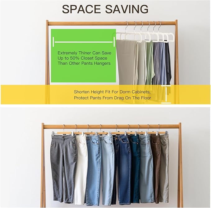 Pants Hangers 30 Pack Velvet Pant Hangers,Heavy Duty Velvet Hangers for Pants,Jeans,Scarf,Towels,Tank Top,Coat.Closet Organizers and Storage（Beige）