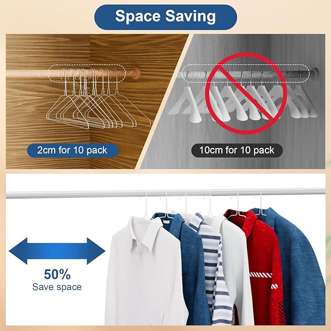 SPECILITE Wire Metal Clothes Hangers Bulk 100 Pack for Standard Size Suits, Coats, Shirts, Pants, Skirts, Space Saving, Non Slip,16 Inch 12 Gauge Ultra Thin, White