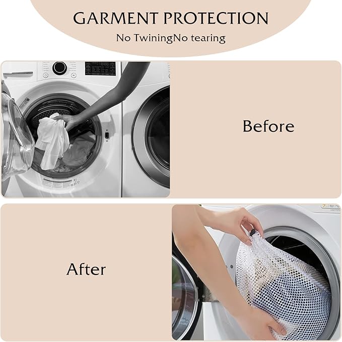 Mesh Laundry Bags, Laundry Bag for Delicates with Drawstring Closure Mesh Wash Bags for Lingerie Delicates Bra Underwear Pants Shoes Socks(2Pcs, M+S)