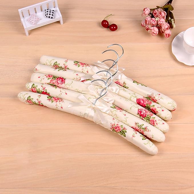 Padded Hangers for Clothes Satin Hangers Clothes Hangers Padded Hanger for Women Sweaters (Floral-10pcs)