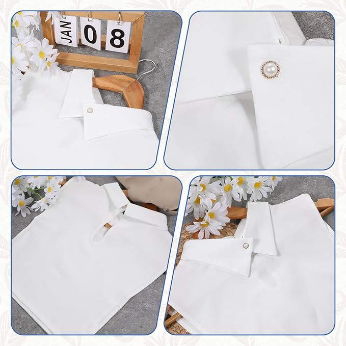 Women’s Detachable Dickey Collar, Fake Collar Half Shirts Faux Collars Half Shirt Blouse False Collars for Girls Favors (White)