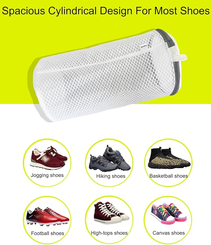 Shoe Washing Machine Bag,3 Pack Laundry Shoe Bag for Washer and Dryer,Mesh Laundry Bags with Zipper for Sneakers,Trainers,Socks,Bras,Delicates,and Toys