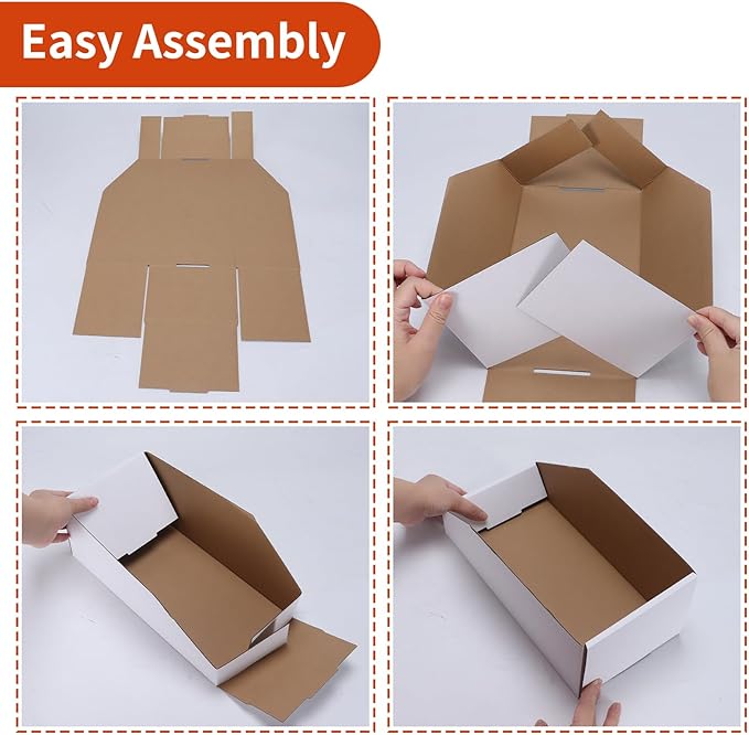 ZBEIVAN Cardboard Storage Bins Boxes 35 Packs 12x4x4.5 Inches, Easy Assembly Pantry Organizer Bins for Shelf, White