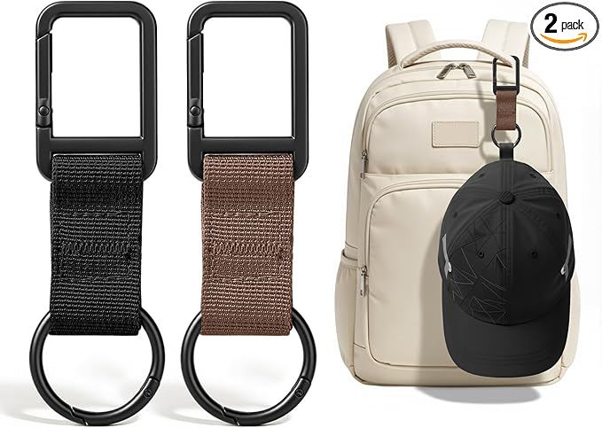 Niveaya Hat Clip for Travel - 2PCS, Stylish Hat Clip for Baseball Cap & Snapback Trucker Ponytail Hat, Sturdy Carabiner with Double Lock for Backpack Luggage Bag, Outdoor Vacation Cruise Essentials