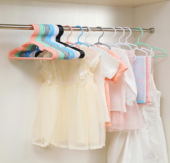 60 pcs Green Baby Nursery Closet Hangers,Non-Slip Laundry Infant Pant Hanger for Newborn Clothes,Ultra-Thin Child Coat Hanger for Girl Boy Toddler Kids