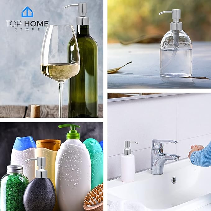 Bathroom Countertop Soap Dispensers (Chrome, 4 Pack)