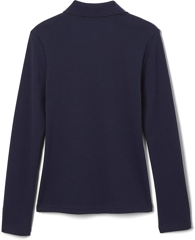 French Toast Girls' Picot Collar Polo Shirt with Long Sleeves (Kids Standard & Plus Size)