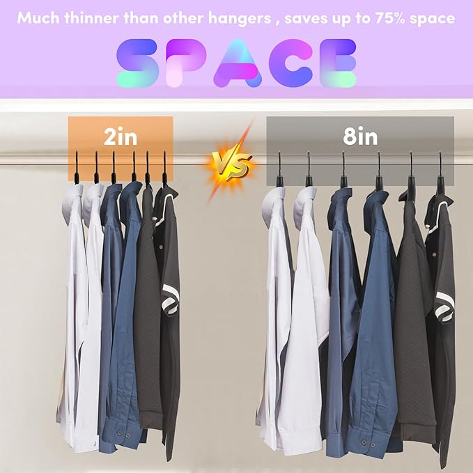 DEDU Plastic Clothes Hangers 20 Pack, Extra Thick Wide Shoulder Coat Hangers with 360° Swivel Hook Non Slip, Sweater Hangers Suit Hanger for Suits, Sweater, Dresses, Pants (Black)