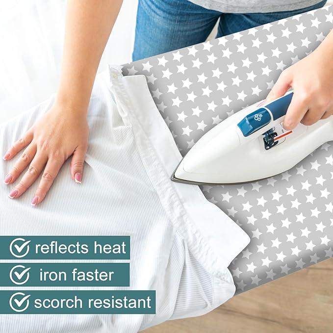Ironing Board Cover and Pad 15" x 54", 4 Layers Extra Thick Iron Board Cover, Standard Size Ironing Board Cover Scorch Resistant Elastic Edge and Loop Fastener Strap