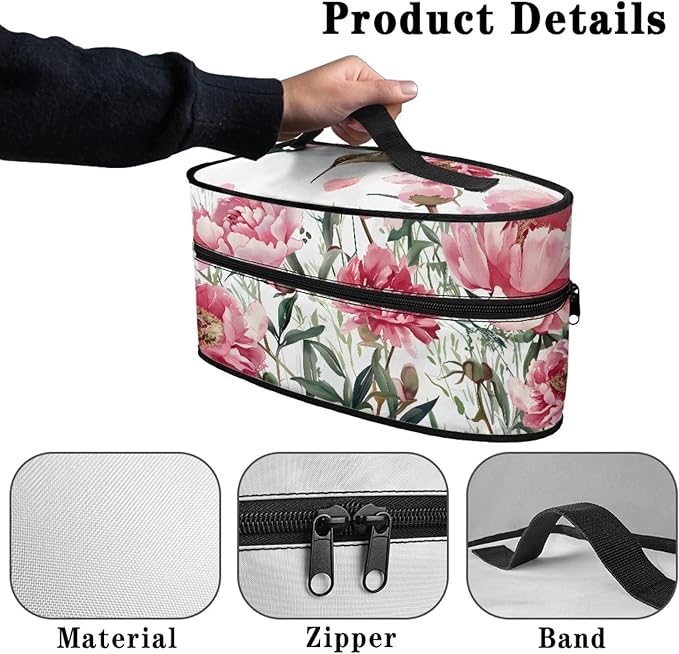 Pink Flower Iron Case Storage Fits Traveling Outing,Bird Steam Iron Carrying Case Iron Protective Cover Travel Steamer Bag with Handle