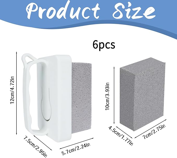 6Pcs Hand-Held Pumice Stone for Cleaning, Wide Pumice Stone for Pool Tile Cleaning Oven Toilet, Grill Stones Cleaner Block Removing Stains Rust, Underwater Pool Stones Tiles Cement Stove Cleaner