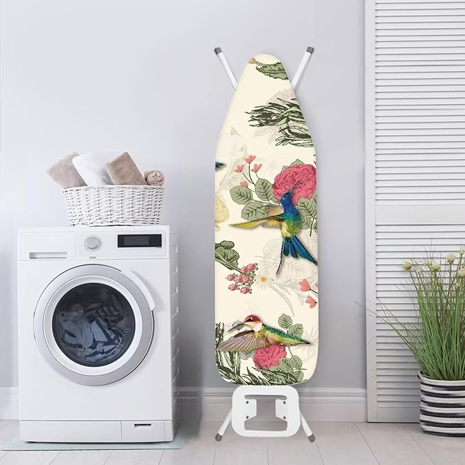 GLENLCWE Retro Hummingbird Ironing Board Cover Standard Sizes 15x54 Inch,Hummingbird Print Iron Board Cover Replacement with Elastic Edge and Hook and Loop