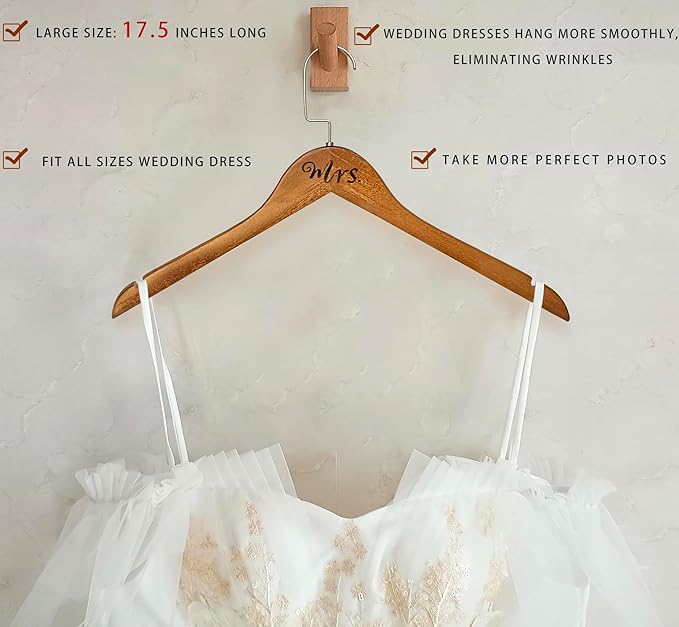 Mr. and Mrs. Wooden Bride Hanger Hangers, Set of 2, (Vintage)