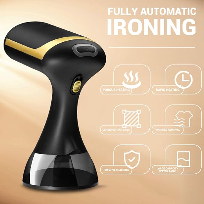 Steamer for Clothes, Portable Handheld Steam Iron with 300ml Big Capacity, Fast Heat Up, 1500W Garment Wrinkles Remover, Small Steamer for Home Travel