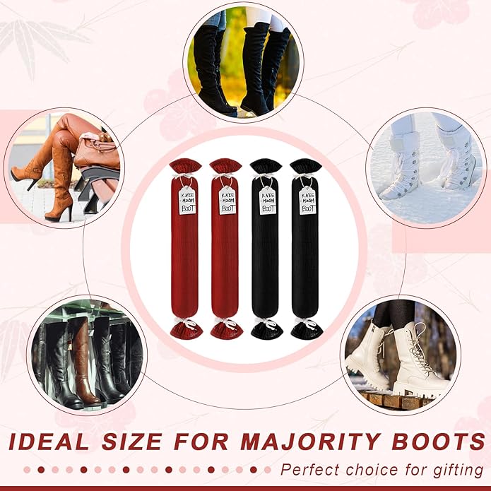 2 Pairs Boot Shaper Stands with 8 Labels Cotton Tall Boot Inserts for Closet Organization