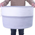 Large Woven Rope Laundry Hamper, Cotton Rope Storage Basket with Handles, Multipurpose Storage Basket for Laundry, Toys, Blankets in Bedroom, Bathroom, Living Room - Stylish & Durable (Gray, 100L)