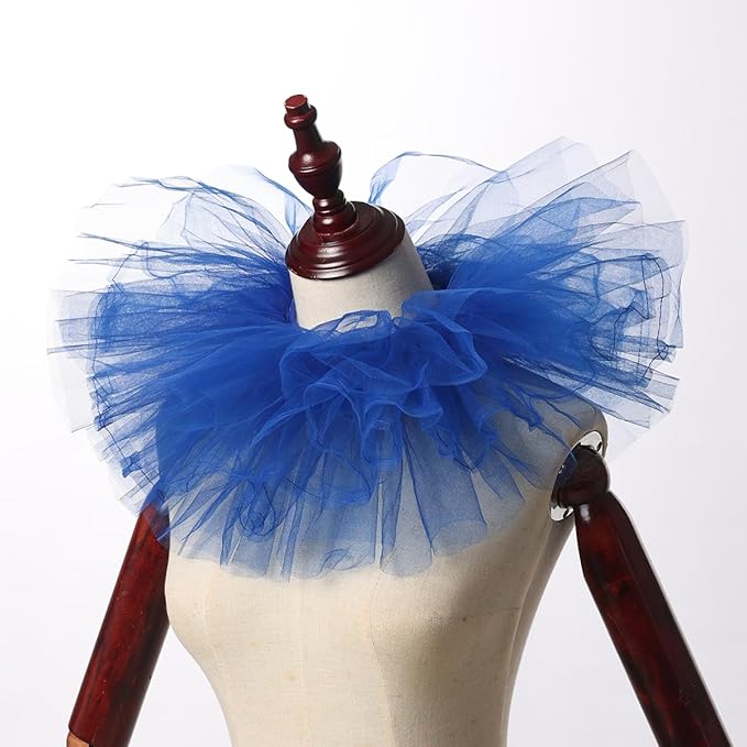 BLESSUME Victorian Retro Mesh Neck Ruff Ruffle Collar Layered Clown Neck Collar