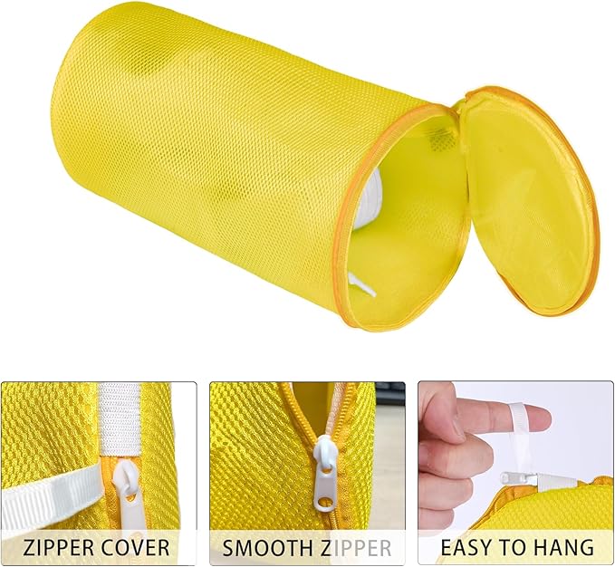 Shoe Washing Machine Bag, Laundry Shoe Bag for Washer and Dryer, Yellow Sandwish Mesh, 4L(8x15in)