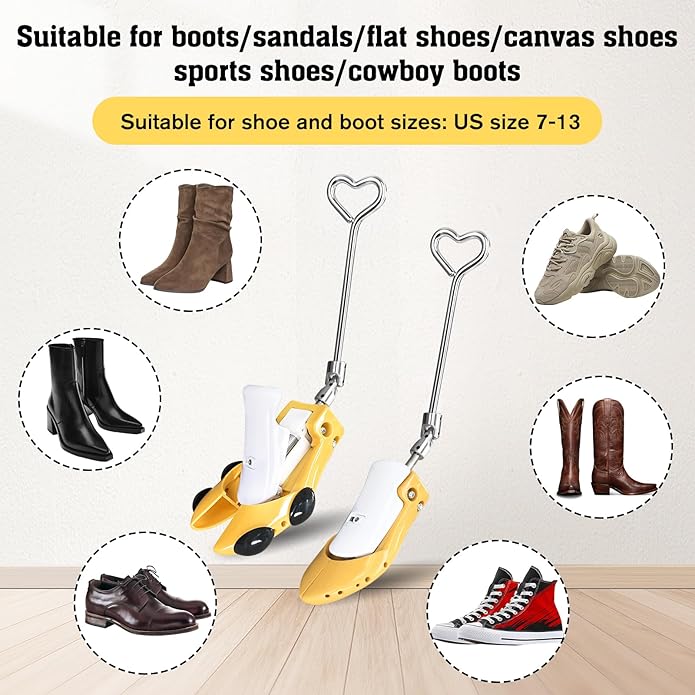 Boot Stretchers for Cowboy Boots 2 PCS Shoe Stretcher for Wide Feet Men Shoe Trees Adjustable Length & Width for Men Women