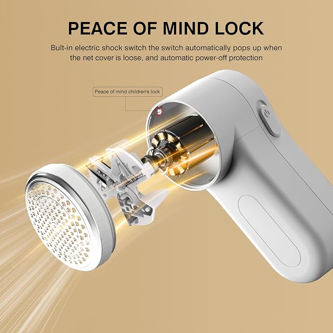 Fabric Shaver, Lint Remover Rechargeable, Electric Portable Sweater Defuzzer Digital LED Display to Remove Pilling for Clothes, Furniture, Sweater, (White)