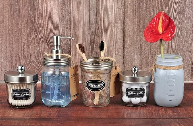 Amolliar Mason Jar Liquid Soap Dispenser Lid, Rustproof Stainless Steel, Cute Farmhouse Decor for Kitchen, Bathroom, Refill Liquid Soap Pump for Hand Soap, Dish Soap, Lotion Soap, Brushed Nickel 2Pack