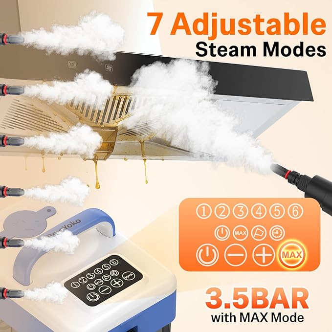 2500W Handheld Steam Cleaner with 16pcs Accessories & 1.6L Tank, 10S Fast Heating & High Temperature Portable Steam Cleaner for Home, Car, Steamer for Cleaning Windows, Grout, Upholstery and More