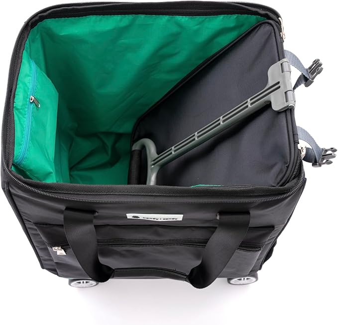 Handy Sandy All-Purpose Roller Bag – Foldable Top-Opening Tote on Wheels with Zipper Closure, 8 Spinner Wheels, Lightweight – Travel, Groceries, Laundry, Work, Everyday Hauling - Patent-Green
