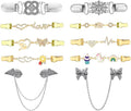 Vintage Sweater Clips Shawl Dresses Shirt Clips Retro Cardigan Collar Chain Clips Brooch Pins for Women