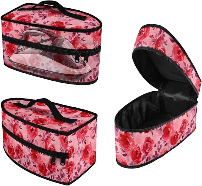 Red Rose Iron Carrying Storage Bags for Travel or Storage Protective Carrying Bags Full Size Iron Tote Bag Fits Most Travel Size Irons