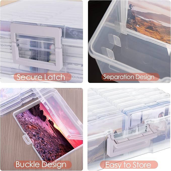 Photo Storage Box 5" x 7", Extra Large Photo Organizer Storage Container with 18 Inner Case, Seed Organizer Craft Storage Box Pictures, Arts, Crafts, Sewing, Stickers, Seeds, Office Supplies
